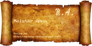 Meister Anna névjegykártya